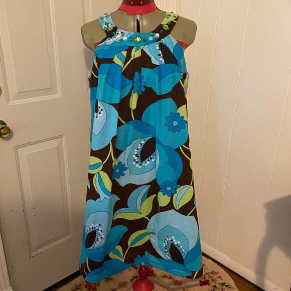 New Direction Boho Floral Sleeveless Cotton Dress Size 10 - Picture 1 of 9
